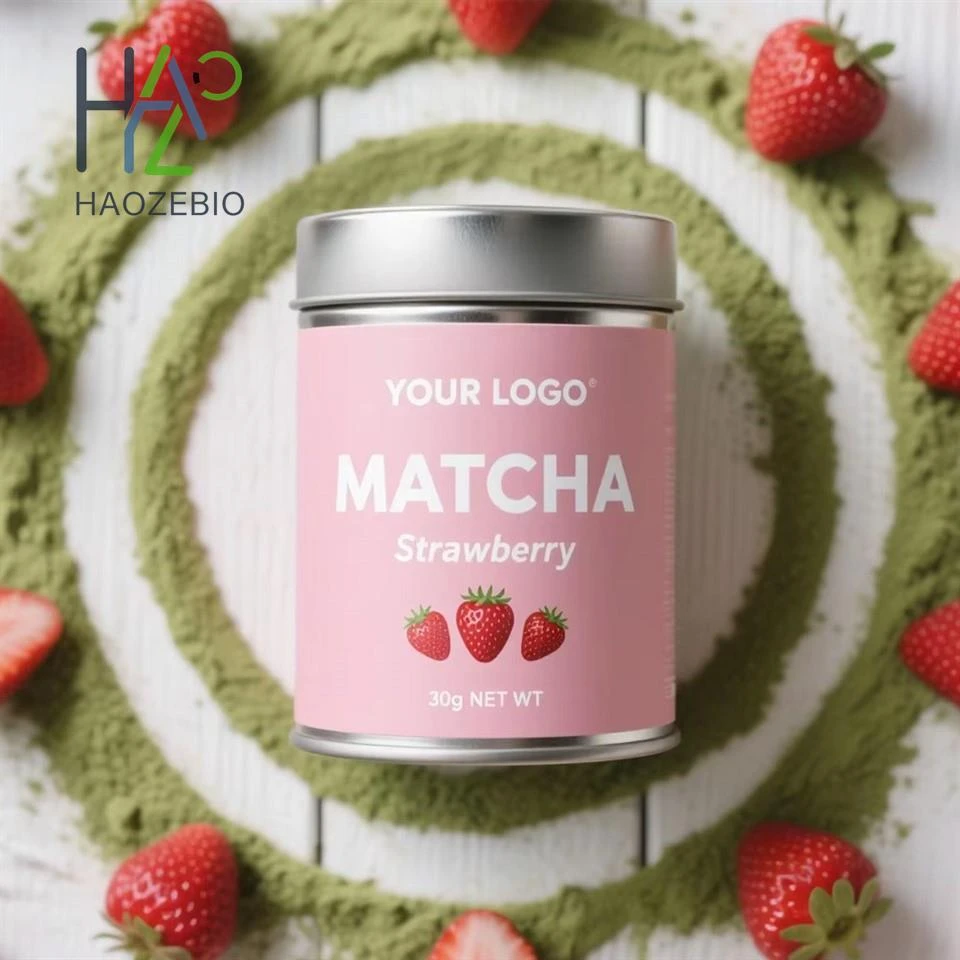 ブリキ缶入りのプライベートラベルのイチゴ抹茶パウダーの卸売